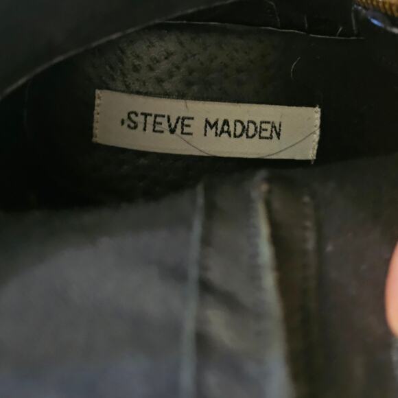 Steve Madden Tarra Black Leather Ankle Boots Women’s 9 Moto Buckle With Side Zip - Picture 9 of 11